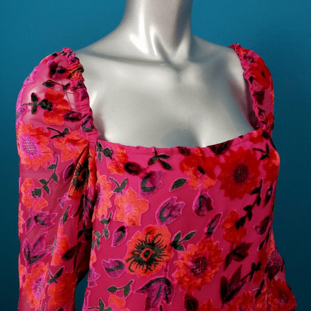 NASTY GAL 1960'S Flower Power Velvet Mini Dress /NWT - Picture 2 of 8